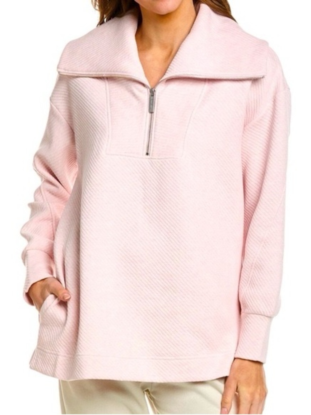 Sweaty Betty Women’s Pink Quilted Textured Half-Zip Sweatshirt XL